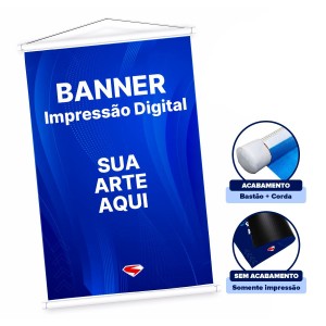 BANNER LONA Lona vinil 440g  Impressão digital frente  Bastão, cordinha e ponteiras 